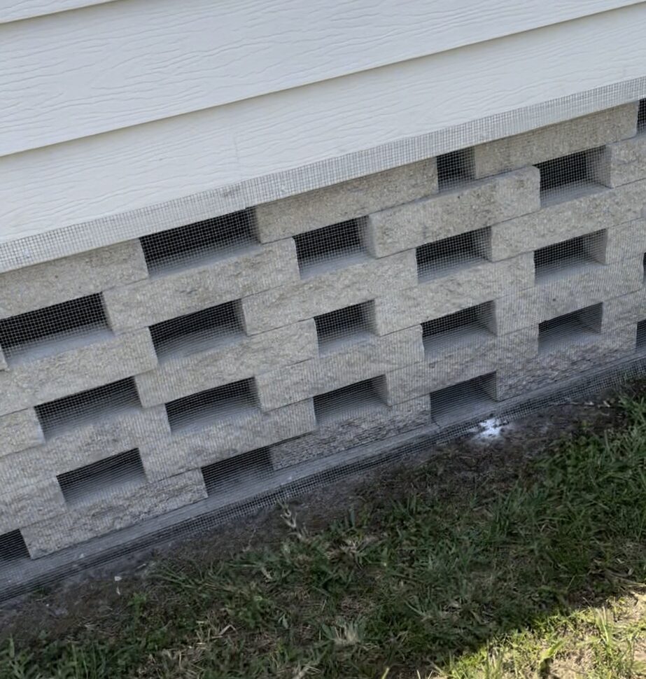 Connerton mobile home featuring hardware cloth barrier (buried or concrete-mounted), sealed soffits and attic vents, with optional concealed interior wrap for sleek wildlife exclusion.